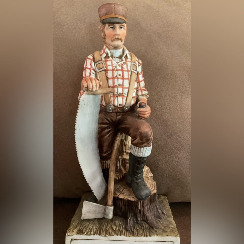 Vintage America Plaid Woodsman Figurine - Red and Brown